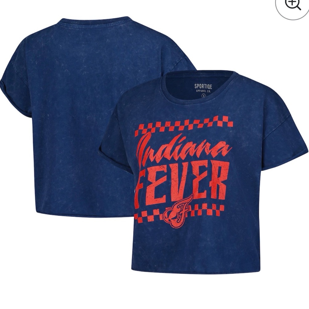 WNBA Women’s Indiana Fever Navy Rock N Roll Collection Mineral Wash Crop Tee